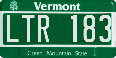 VT license plate LTR183