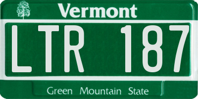 VT license plate LTR187