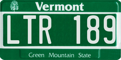 VT license plate LTR189