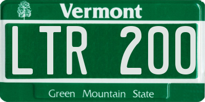 VT license plate LTR200