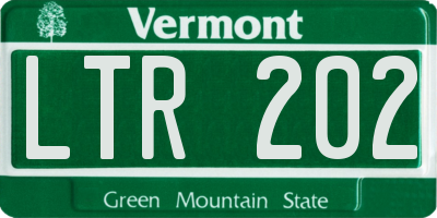 VT license plate LTR202