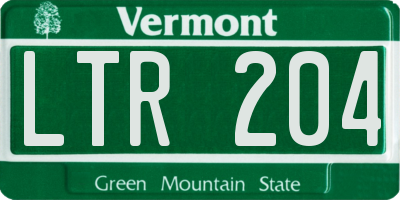 VT license plate LTR204