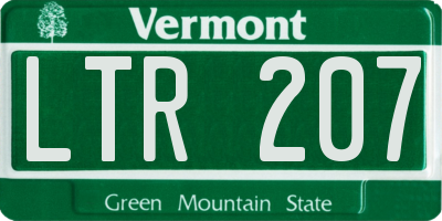 VT license plate LTR207