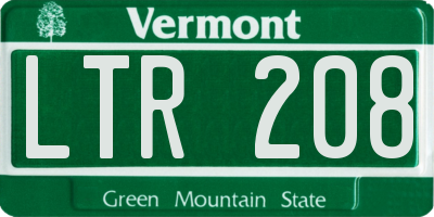 VT license plate LTR208