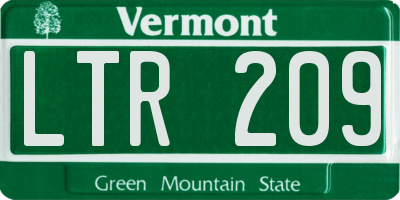 VT license plate LTR209