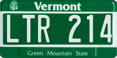 VT license plate LTR214