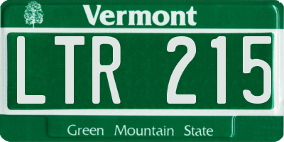 VT license plate LTR215