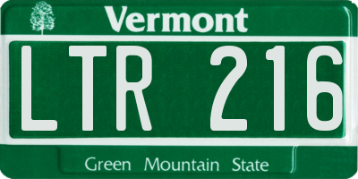 VT license plate LTR216