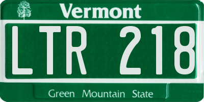 VT license plate LTR218