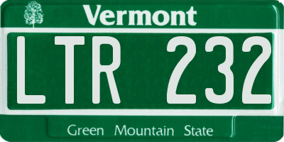 VT license plate LTR232