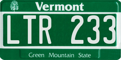 VT license plate LTR233