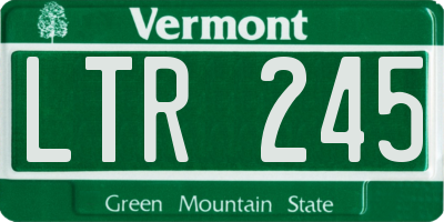 VT license plate LTR245