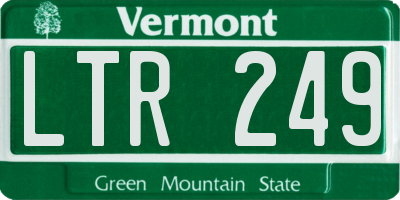 VT license plate LTR249