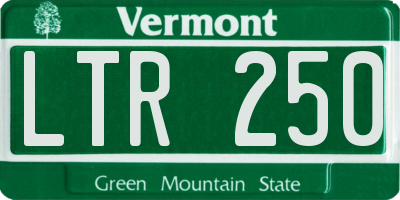VT license plate LTR250