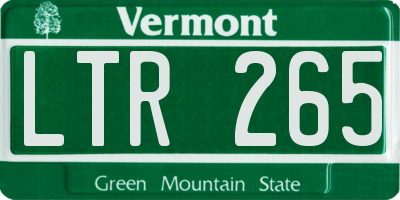 VT license plate LTR265