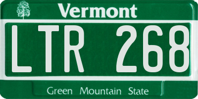 VT license plate LTR268