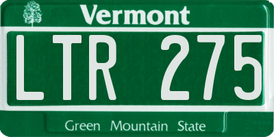 VT license plate LTR275