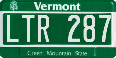 VT license plate LTR287