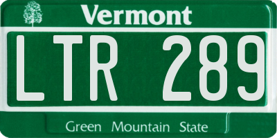 VT license plate LTR289