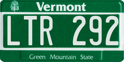 VT license plate LTR292