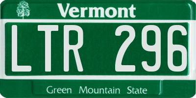 VT license plate LTR296
