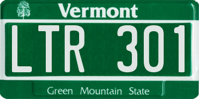 VT license plate LTR301