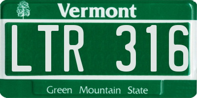 VT license plate LTR316