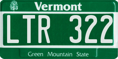 VT license plate LTR322