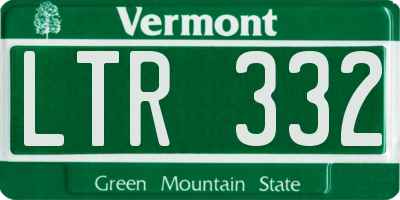 VT license plate LTR332