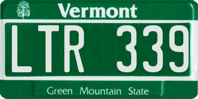 VT license plate LTR339