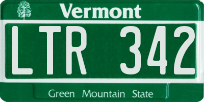 VT license plate LTR342