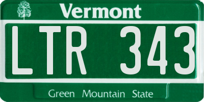 VT license plate LTR343