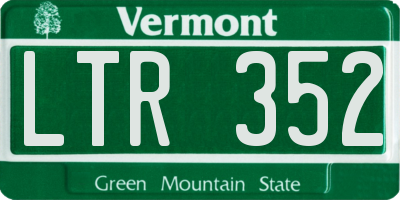 VT license plate LTR352