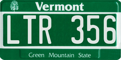 VT license plate LTR356