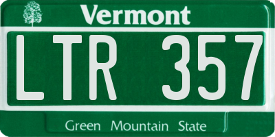 VT license plate LTR357