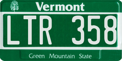 VT license plate LTR358