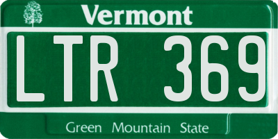 VT license plate LTR369