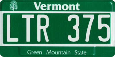 VT license plate LTR375