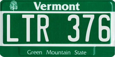 VT license plate LTR376
