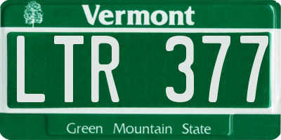 VT license plate LTR377