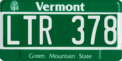 VT license plate LTR378