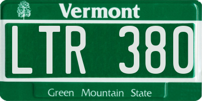 VT license plate LTR380