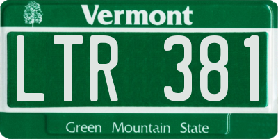 VT license plate LTR381