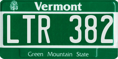VT license plate LTR382
