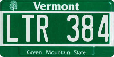 VT license plate LTR384