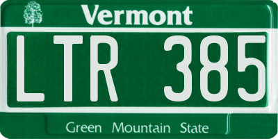 VT license plate LTR385