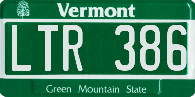 VT license plate LTR386