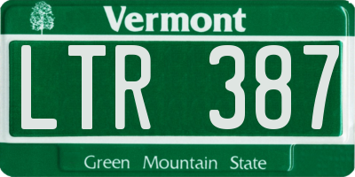 VT license plate LTR387