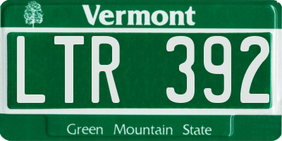 VT license plate LTR392