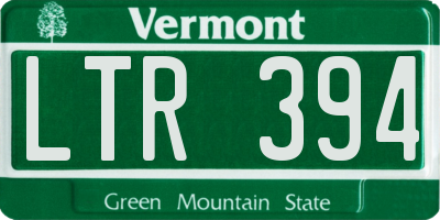 VT license plate LTR394